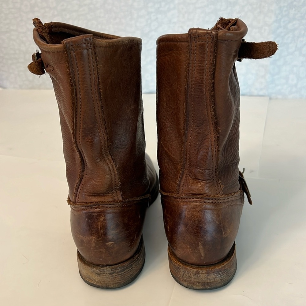 VINTAGE SHOE COMPANY WOMENS SHORT LEATHER BIKER RIDING BOOTS BROWN 7.5 - Picture 7 of 17